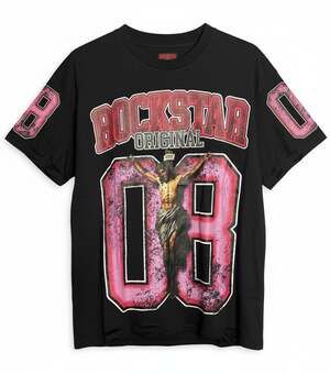 Black and Pink Rockstar Short Sleeve Tee
